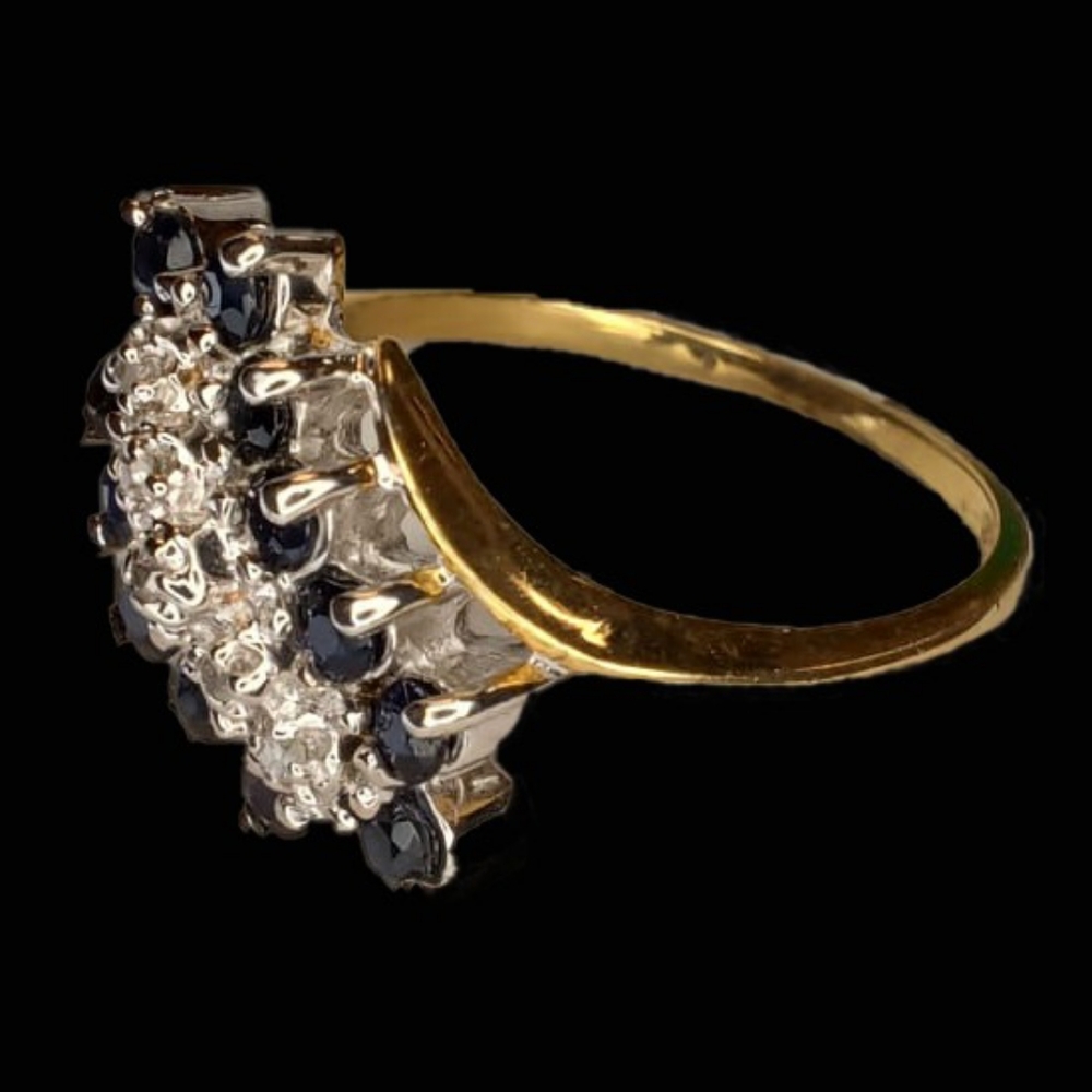 Sapphire diamond yellow gold ring new